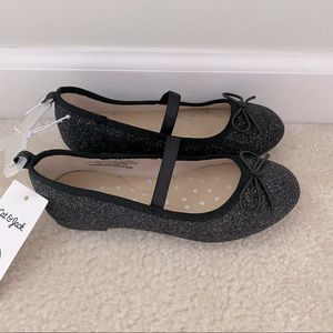 Girls' Slip-On Ballet Flats (Sparkly Black)